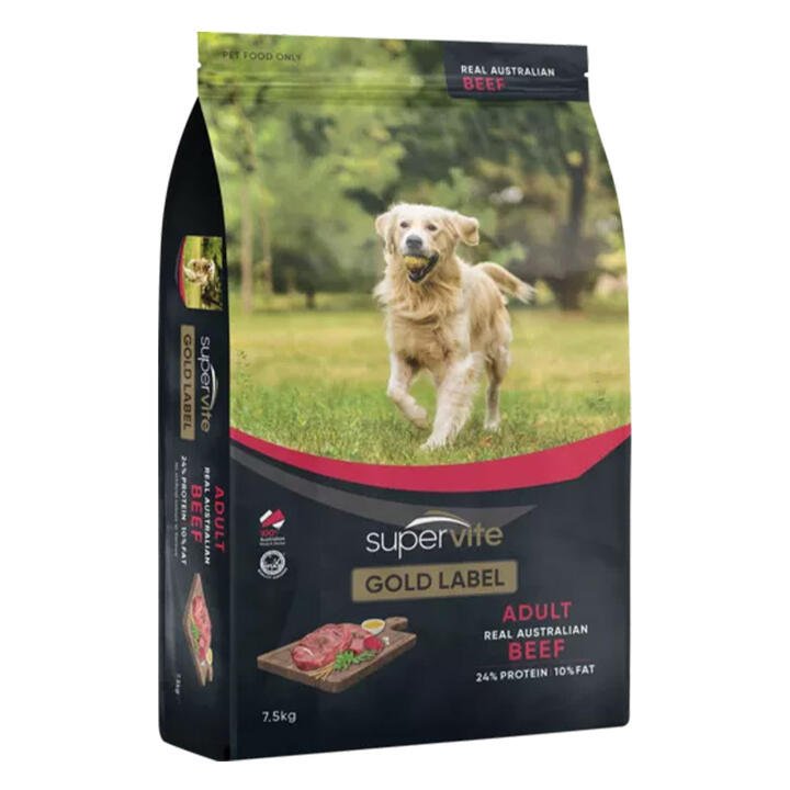 Supervite Gold Label Adult Real Australian Beef Dry Dog Food  7.5 Kg