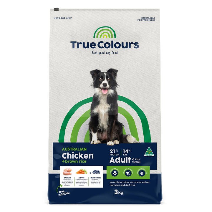 True Colours Chicken And Brown Rice Adult Dry Dog Food  3 Kg