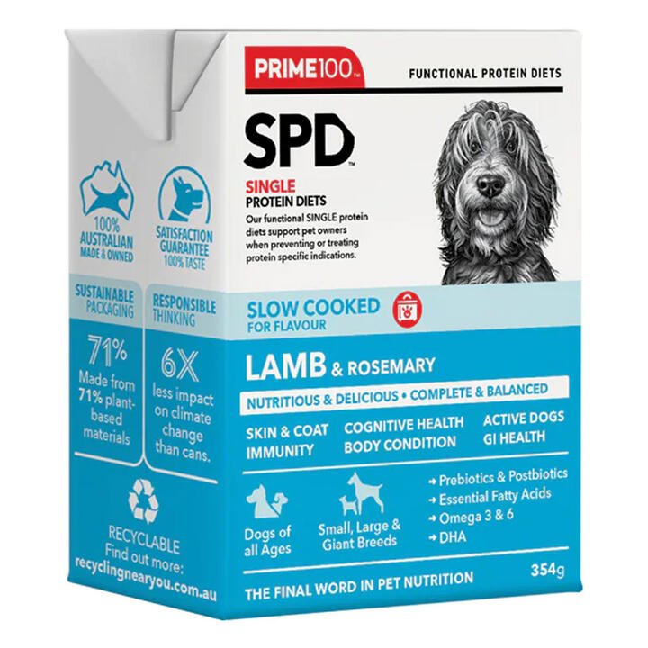 Prime100 Spd Single Protein Diets Slow Cooked Lamb & Rosemary Wet Dog Food 354 Gm 1 Pack