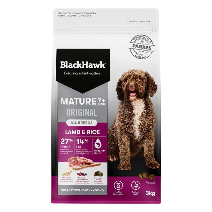 Black Hawk Original Mature 7+ Lamb & Rice Dry Dog Food  3 Kg