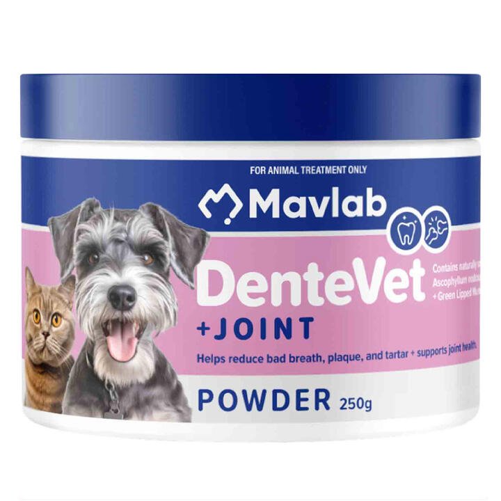 Mavlab Dentevet + Joint Anti Plaque And Joint Support Powder For Dogs And Cats  250 Gm