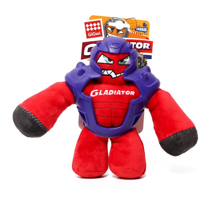Gigwi Plush Squeaker Gladiator Toy For Dogs - Red 1 Pack