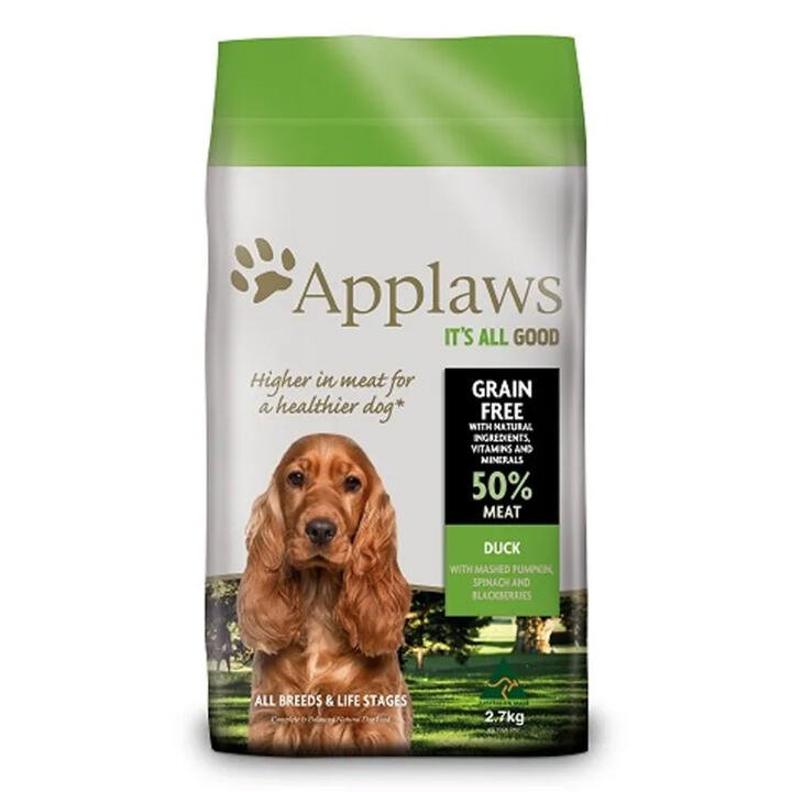 Applaws Natural Grain Free All Breeds Duck With Mashed Pumpkin Spinach And Blackberries Dry Dog Food  2.7 Kg