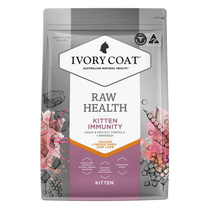 Ivory Coat Raw Health Kitten Immunity Chicken + Freeze Dried Raw Lamb Dry Cat Food  2 Kg