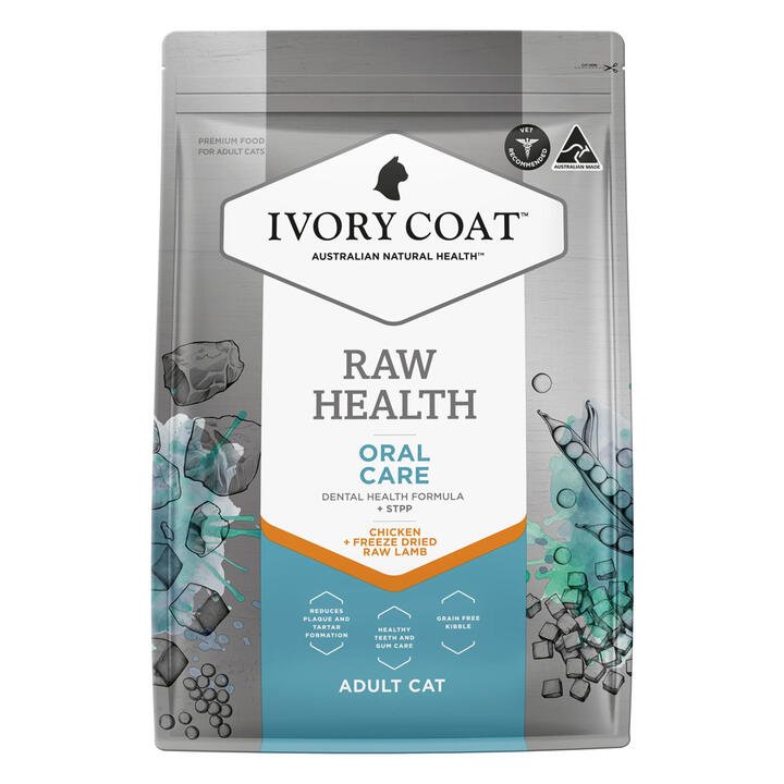 Ivory Coat Raw Health Oral Care Adult Chicken + Freeze Dried Raw Lamb Dry Cat Food  2 Kg