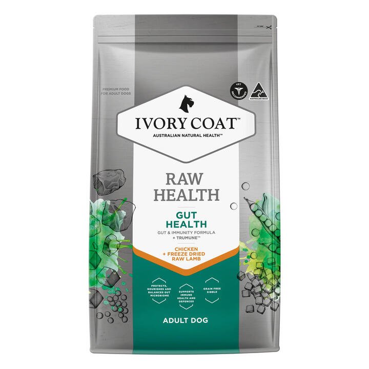 Ivory Coat Raw Health Gut Health Adult Chicken + Freeze Dried Raw Lamb Dry Dog Food  10 Kg