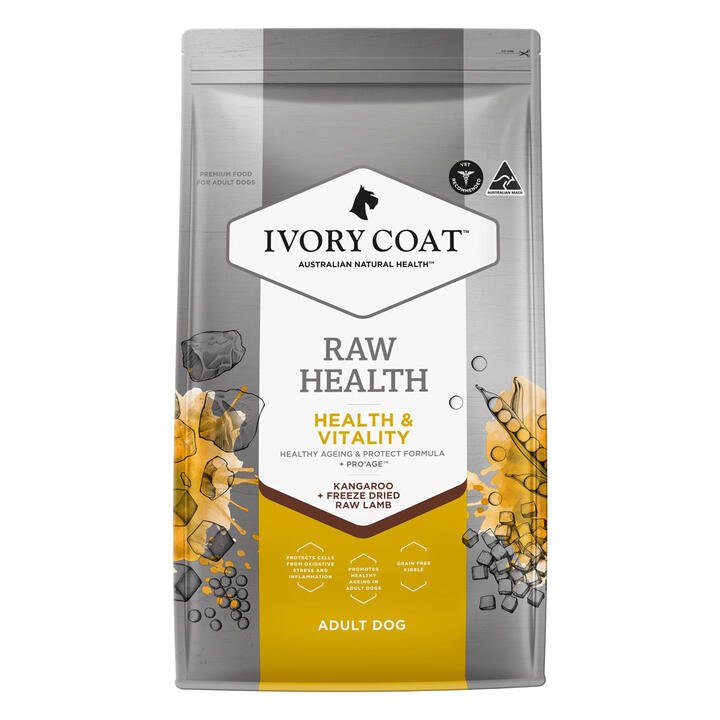 Ivory Coat Raw Health Adult Kangaroo + Freeze Dried Raw Lamb Health & Vitality Dry Dog Food  1.8 Kg