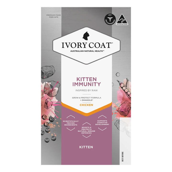 Ivory Coat Inspired By Raw Kitten Immunity Chicken Wet Cat Food 85gm 12 Pack