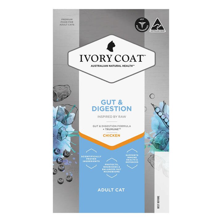 Ivory Coat Inspired By Raw Gut & Digestion Adult Chicken Wet Cat Food 85gm 12 Pack