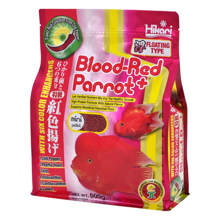 Hikari Blood-Red Parrot+ Six Color Enhancers Fish Food - Mini 600 Gm