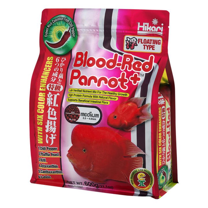 Hikari Blood-Red Parrot+ Six Color Enhancers Fish Food - Medium 600 Gm