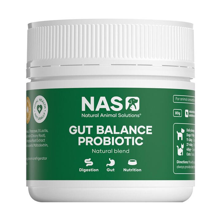 Natural Animal Solutions (Nas) Gut Balance Probiotic Supplement For Dogs And Cats - Natural Blend 80 Gm