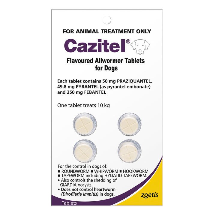 Cazitel Flavoured Allwormer For Dogs 10kg (Purple) 4 Tablet