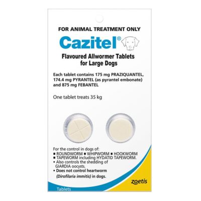 Cazitel Flavoured Allwormer For Large Dogs 35kg (Blue) 2 Tablet