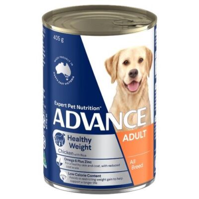 Advance Healthy Weight Adult All Breed Chicken With Rice Wet Dog Food 405gm 12 Cans