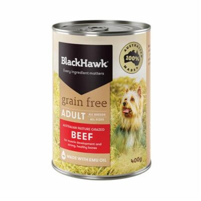 Black Hawk Grain Free Adult Beef Wet Dog Food 400gm 12 Cans