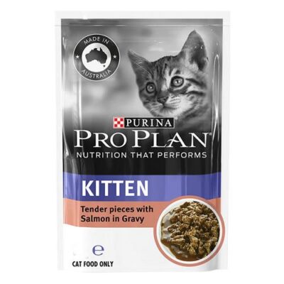 Pro Plan Kitten Tender Pieces With Salmon In Gravy Wet Cat Food 85gm 12 Pouches