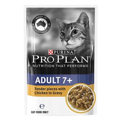 Pro Plan Adult 7+ Tender Pieces With Chicken In Gravy Wet Cat Food 85gm 12 Pouches
