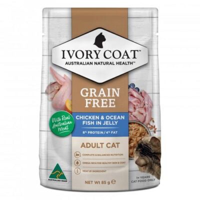 Ivory Coat Grain Free Adult Chicken & Ocean Fish In Jelly Wet Cat Food 85gm 12 Pouches