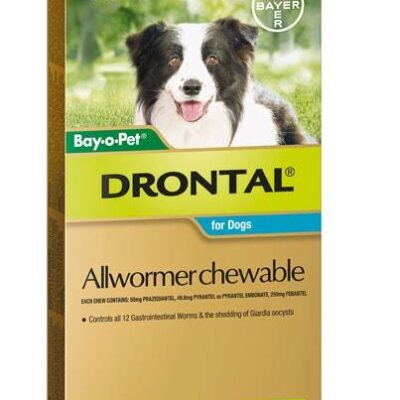 Drontal Wormers Chewable For Dogs Up To 10kg (Aqua) 5 Chews