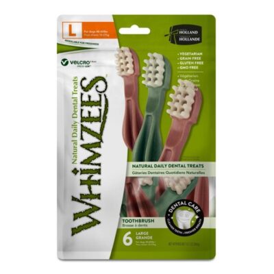 Whimzees Natural Daily Dental Treats Toothbrush for Large Dogs (18 - 27kg) X 6