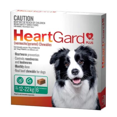 HeartGard Plus Chewables for Dogs Upto 12-22kg (Green) X 6