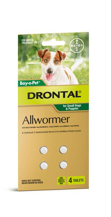 Drontal Dog Allwormer For Small Dogs And Puppies 3kg Tab X 4