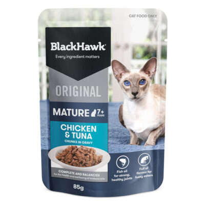 Black Hawk Original Mature 7+ Chicken & Tuna Chunks In Gravy Wet Cat Food 85 Gms 12 Pack