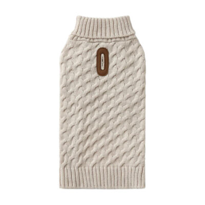 Snooza Wear Knit Polo Dog Sweater Oatmeal 1 X Large