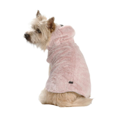 Snooza Wear Faux Fur Dog Coat With Hood Pink 1 X Small