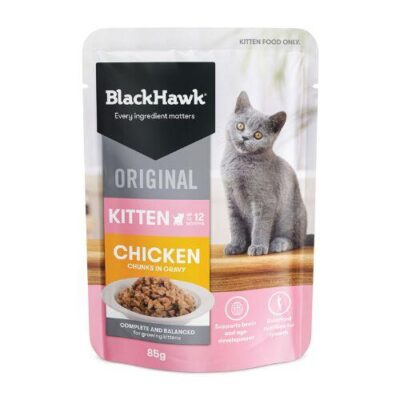 Black Hawk Kitten Chicken and Oceanfish in Gravy Pouches 12 x 85g