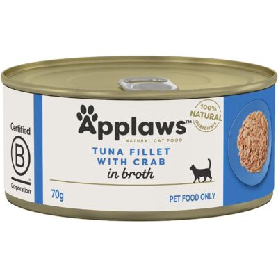 Applaws Natural Tuna Fillet With Crab In Broth Wet Cat Food 70gm 24 Cans