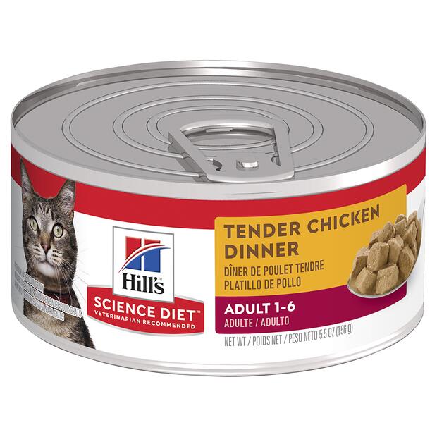 Hill's Science Diet Adult 1-6 Tender Chicken Dinner Wet Cat Food 156gm 24 Cans