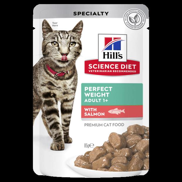Hills Science Diet Adult Perfect Weight Salmon Cat Food Pouches 12x85g