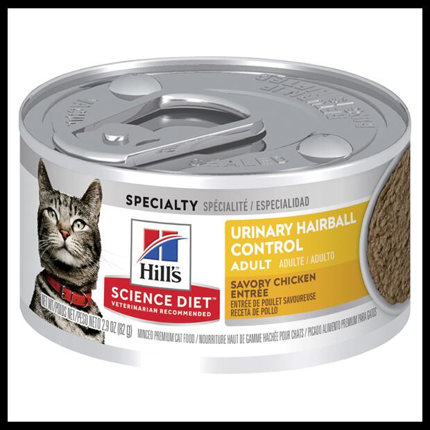 Hill's Science Diet Urinary Hairball Control Adult Savory Chicken Entree Wet Cat Food 82gm 24 Cans