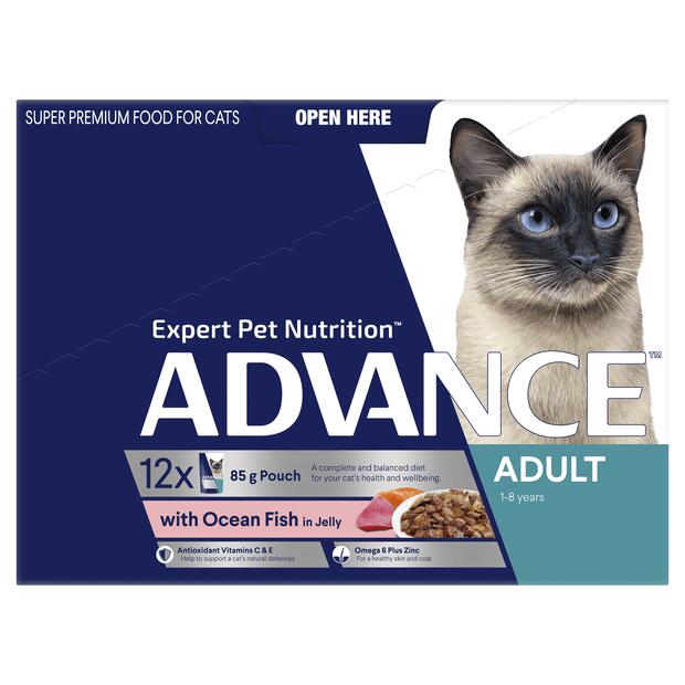 Advance Adult Ocean Fish In Jelly Wet Cat Food 85gm 12 Pack