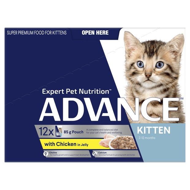 Advance Kitten With Chicken In Jelly Wet Cat Food 85gm 12 Pack