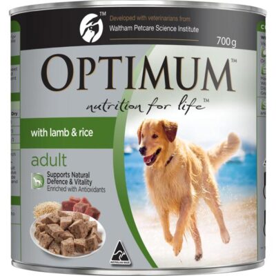 Optimum Adult With Lamb & Rice Wet Dog Food 700gm 12 Pack