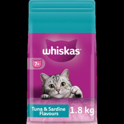 Whiskas Adult 7+ Years Tuna & Sardine Flavours Dry Cat Food  1.8 Kg