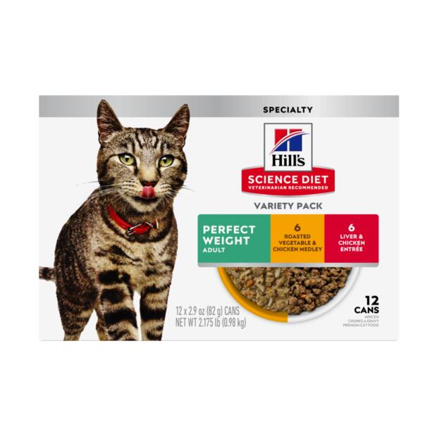 Hill's Science Diet Perfect Weight Variety Pack Wet Cat Food 82gm 12 Cans