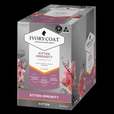 Ivory Coat Inspired By Raw Kitten Immunity Chicken Wet Cat Food 85gm 12 Pack