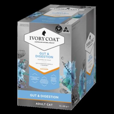 Ivory Coat Inspired By Raw Gut & Digestion Adult Chicken Wet Cat Food 85gm 12 Pack