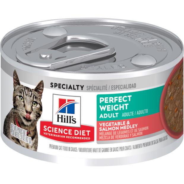 Hill's Science Diet Perfect Weight Adult Vegetable & Salmon Medley Wet Cat Food 82gm 24 Cans