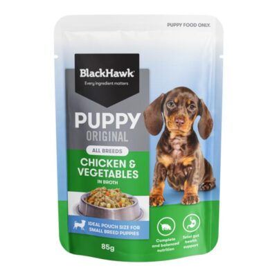 Black Hawk Puppy Original All Breeds Chicken & Vegetables In Broth Wet Dog Food 130gm 10 Pack