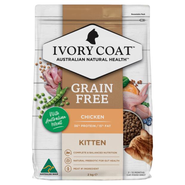 Ivory Coat Grain Free Kitten Chicken Dry Cat Food  2 Kg
