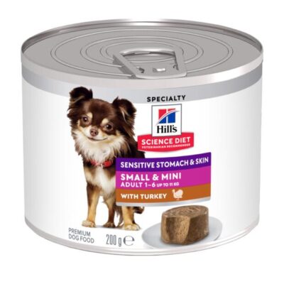Hills Science Diet Sensitive Stomach And Skin Small And Mini With Turkey Dog Food Can