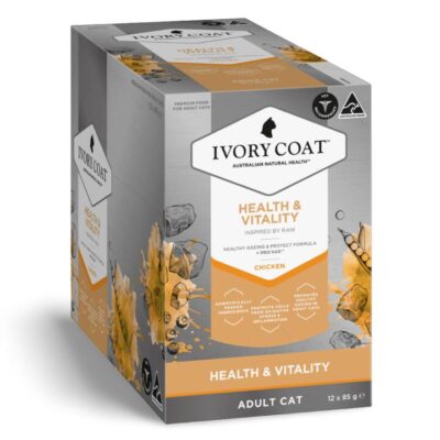 Ivory Coat Inspired By Raw Health & Vitality Adult Chicken Wet Cat Food 85gm 12 Pack