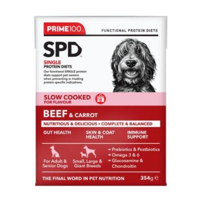Prime100 SPD Slow Cooked Beef And Carrot Wet Dog Food 12x354g