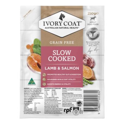 Ivory Coat Slow Cooked Meal Lamb Salmon Grain Free Frozen Dog Food