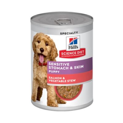 Hills Science Diet Sensitive Stomach And Skin Salmon Vegetable Stew Puppy Wet Dog Food Canned